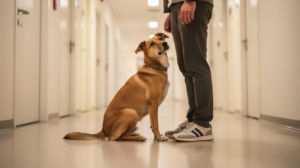 Dog and owner inside a dog-friendly Greenville SC hotel