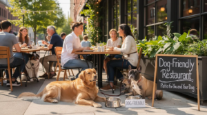 Dogs at a dog-friendly restaurant in Greenville, SC