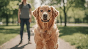 How long does it take to train a dog, retriever on park path