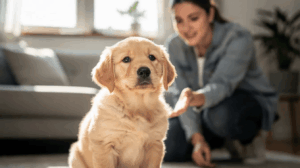 How to teach a puppy its name with praise and tasty rewards.